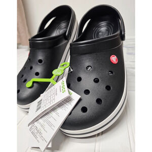 CROCS unisex off court clogs slip on casual black and white sandal size 12 men